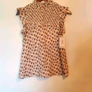 Cap ruffle sleeve printed blouse